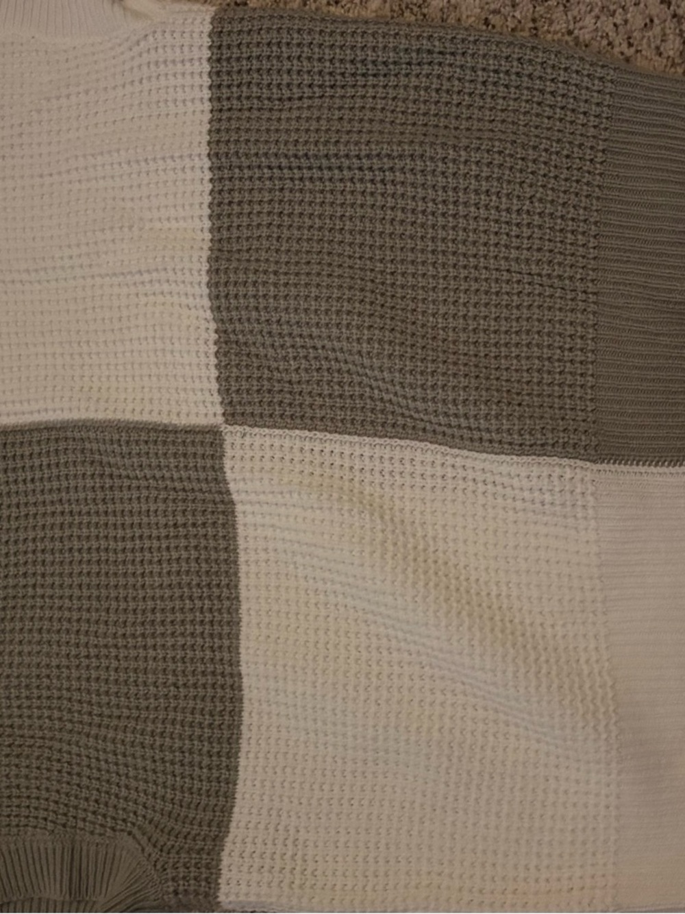 moon & madison Two-Tone Waffle Knit Sweater — Taupe & Cream